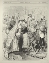 Il matrimonio reale: Principe Leopoldo, Duca di Albany, con la Principessa Elena di Waldeck-Pyrmont nella Cappella di San Giorgio, Windsor, 27 aprile 1882, da 